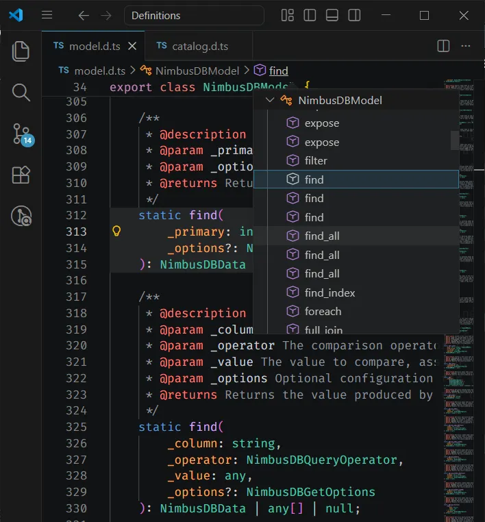 Example 2 of using definition files in Visual Studio Code