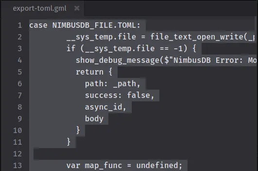 Copying TOML export code