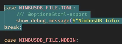Pasting TOML export code